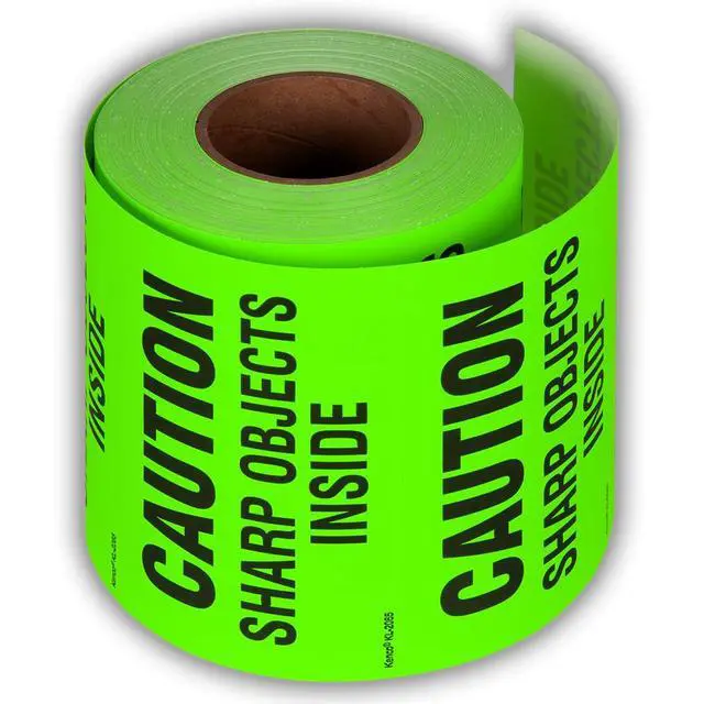 Alt view image 2 of 5 - 3" X 5" Caution Sharp Object Inside Shipping Label Stickers for Shipping and Packing - 500 Labels Per Roll (10 Pack)