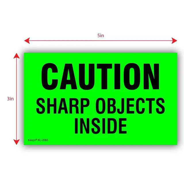 Alt view image 3 of 5 - 3" X 5" Caution Sharp Object Inside Shipping Label Stickers for Shipping and Packing - 500 Labels Per Roll (10 Pack)
