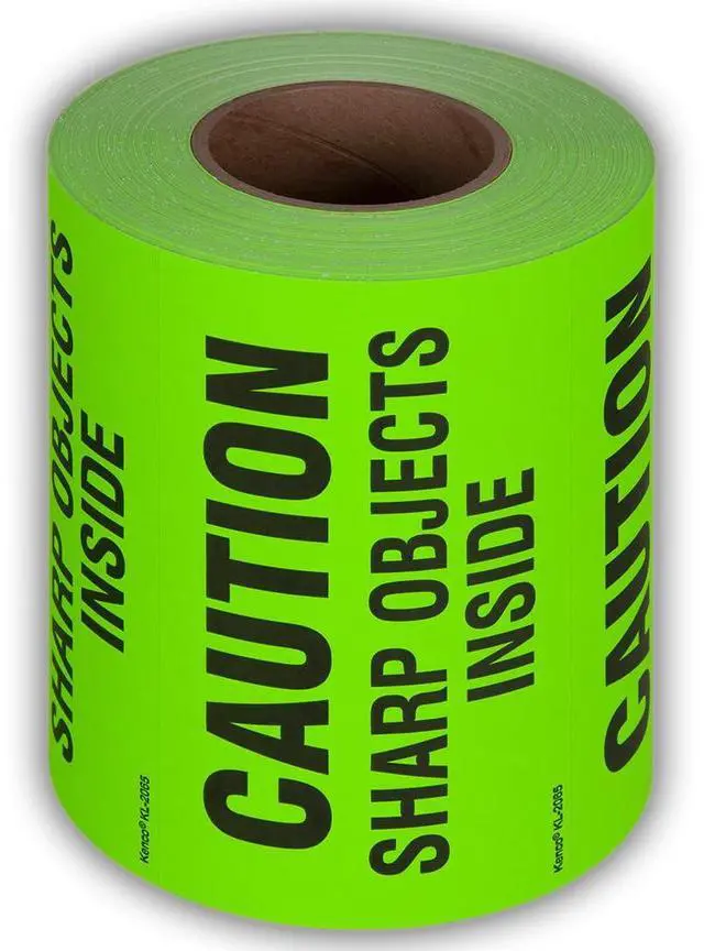 Main image of 3" X 5" Caution Sharp Object Inside Shipping Label Stickers for Shipping and Packing - 500 Labels Per Roll (10 Pack)