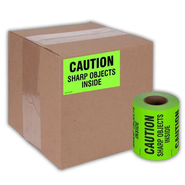 Alt view image 5 of 5 - 3" X 5" Caution Sharp Object Inside Shipping Label Stickers for Shipping and Packing - 500 Labels Per Roll (10 Pack)