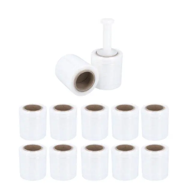 Alt view image 2 of 7 - PSBM Mini Stretch Wrap with Plastic Handle, 24 Rolls 5 Inch x 600 Feet 150 Gauge Heavy Duty Clear Plastic Wrap Industrial Strength Shrink Film for Moving, Packing & Shipping