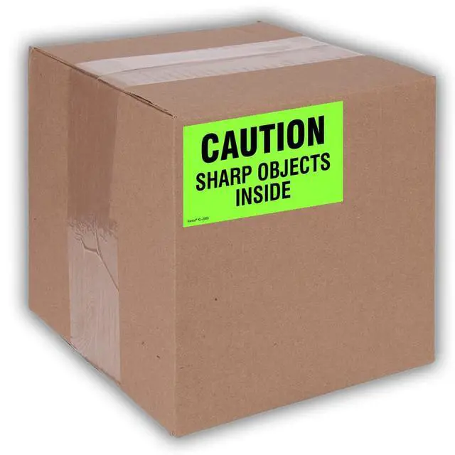Alt view image 4 of 5 - 3" X 5" Caution Sharp Object Inside Shipping Label Stickers for Shipping and Packing - 500 Labels Per Roll (10 Pack)