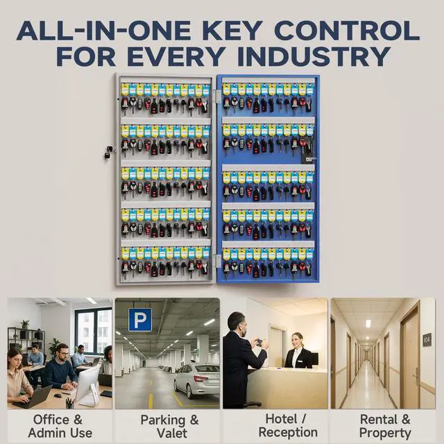 Alt view image 7 of 7 - 120 Key Lock Box, Smart Key Cabinet with Key Management System, App, Bluetooth, Dynamic/Static Password, WiFi Unlock(Sold Separately), Wall-Mount Commercial Key Storage Box for Office, School