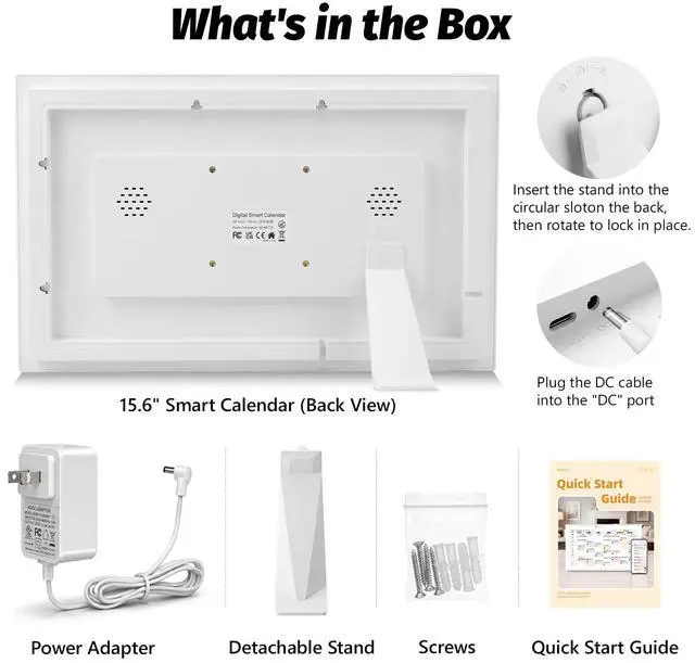 Alt view image 4 of 7 - 15.6 Inch Digital Calendar, Electronic Calendar Chore Chart, Smart Calendars Wall Full HD Interactive Touchscreen Display for Family Schedules,Task (White)