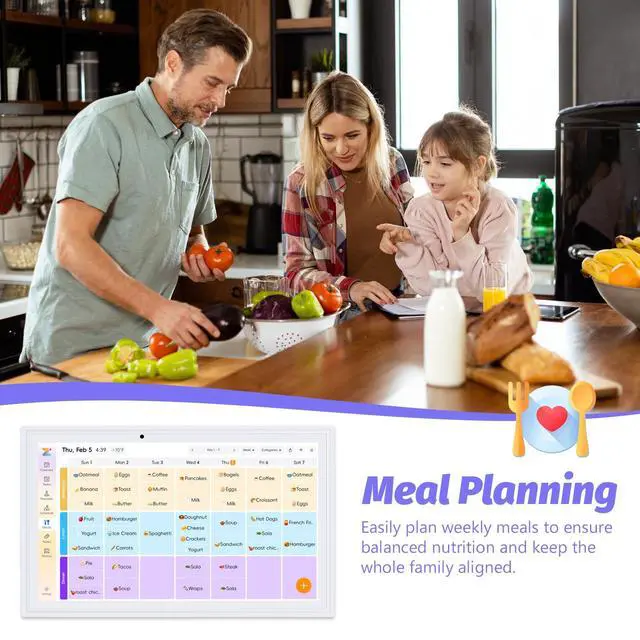 Alt view image 7 of 7 - 15.6 Inch Digital Calendar, Electronic Calendar Chore Chart, Smart Calendars Wall Full HD Interactive Touchscreen Display for Family Schedules,Task (White)