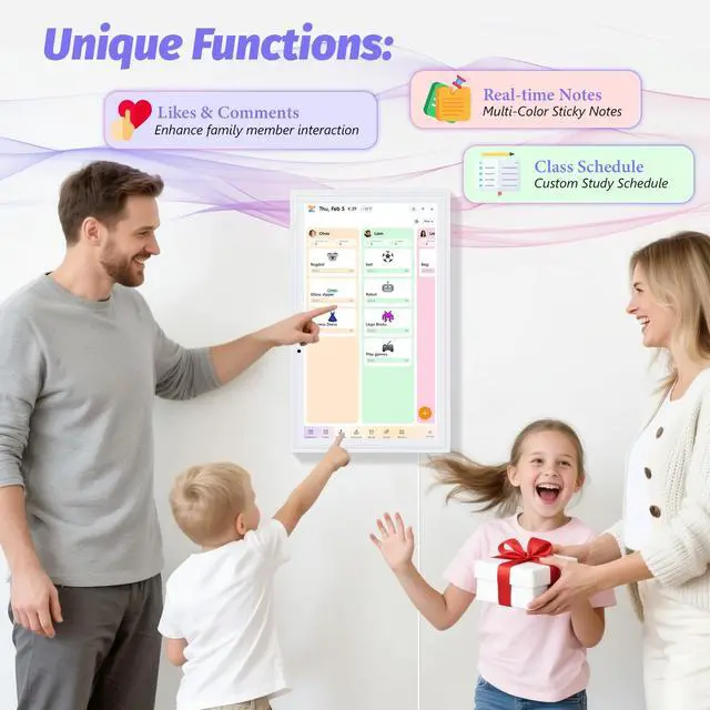 Alt view image 5 of 7 - 15.6 Inch Digital Calendar, Electronic Calendar Chore Chart, Smart Calendars Wall Full HD Interactive Touchscreen Display for Family Schedules,Task (White)