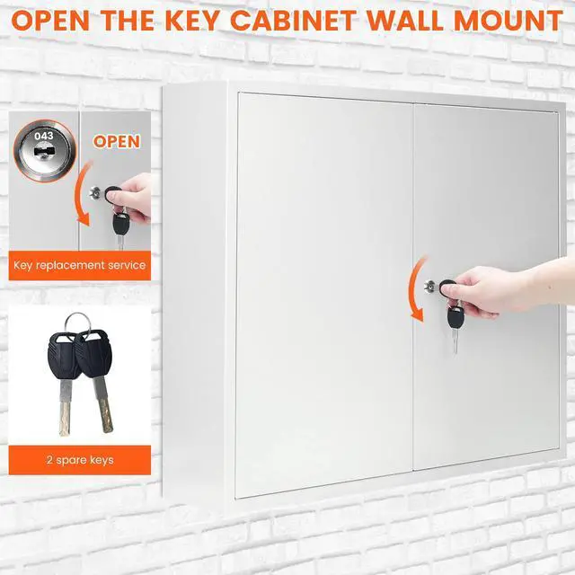 Alt view image 6 of 7 - 440 Keys Dual-Door Key Lock Box Wall Mount with 20 Adjustable Hook Plates | Mechanical Lock, Key Return Drop Slot, Solid Alloy Steel Construction, Key Box for Garage Home Office Rental Business, Black