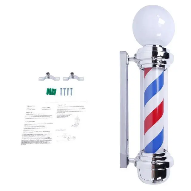 Alt view image 4 of 4 - 2 Packs 32'' LED Barber Pole Light Classic Style,Hair Salon Barber Shop Open Sign,Rotating Red White Blue LED Strips,IP44 Waterproof Save Energy