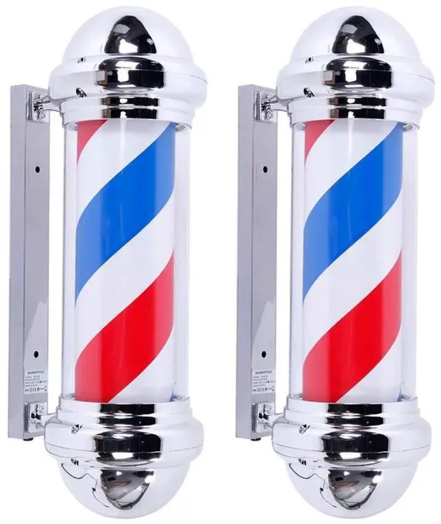 Main image of 2 Packs 28'' LED Barber Pole Light Classic Style,Hair Salon Barber Shop Open Sign,Rotating Red White Blue LED Strips,IP44 Waterproof Save Energy
