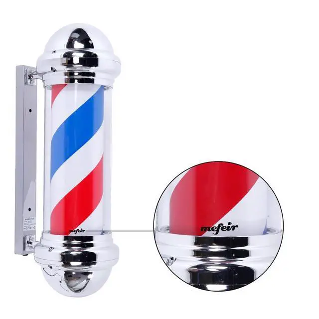 Alt view image 2 of 4 - 2 Packs 28'' LED Barber Pole Light Classic Style,Hair Salon Barber Shop Open Sign,Rotating Red White Blue LED Strips,IP44 Waterproof Save Energy