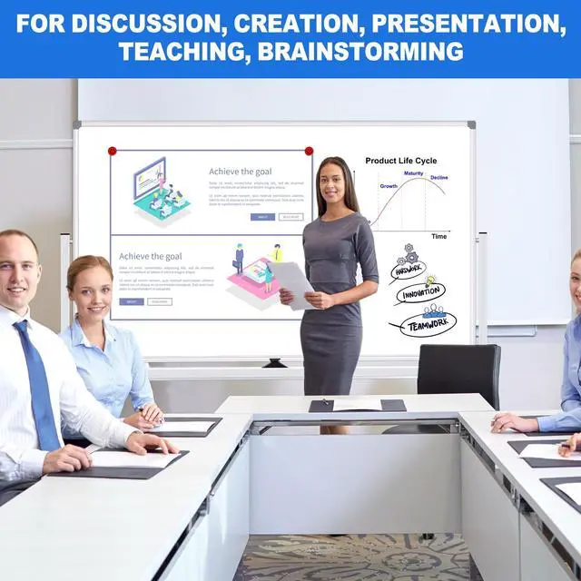 Alt view image 5 of 7 - Magnetic White Board Dry Erase Whiteboard with Rolling Stand 72"x48" Double-Sided Mobile Large White Board on Wheels, Including 3 Magnetic Erasers, 7 Markers, 30 Magnets