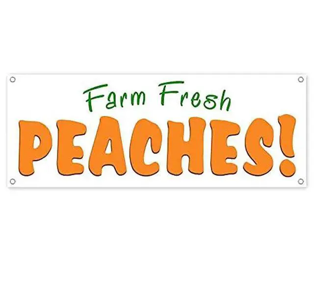 Alt view image 2 of 4 - Fresh Peaches 13 oz Banner | Non-Fabric | Heavy-Duty Vinyl Single-Sided with Metal Grommets