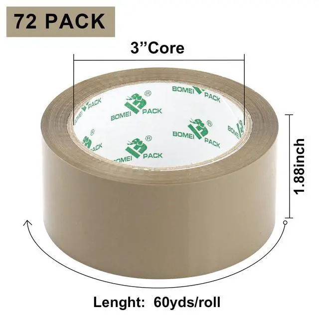 Alt view image 2 of 7 - 72Rolls Brown Packing Tape with Dispenser, Bulk Box Packing Tape Rolls for Packaging, Shipping and Moving, 2.4Mil 1.88 Inch x 60 Yard