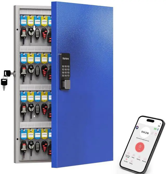 Main image of 96 Key Lock Box, Smart Key Cabinet with Key Management System, App, Bluetooth, Dynamic/Static Password, WiFi Unlock(Sold Separately), Wall-Mount Commercial Key Storage Box for Office, School