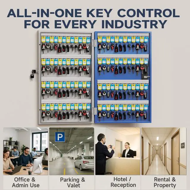 Alt view image 7 of 7 - 96 Key Lock Box, Smart Key Cabinet with Key Management System, App, Bluetooth, Dynamic/Static Password, WiFi Unlock(Sold Separately), Wall-Mount Commercial Key Storage Box for Office, School