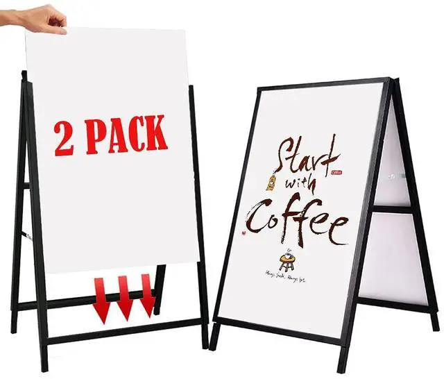 Main image of A Frame Sign Heavy Duty Sidewalk Sign for Poster Board 24x 36 inches Double-Sided Sandwich Sign,Including 2 Anti-Glare Covers & Corrugated Boards for Indoor Outdoor,Black
