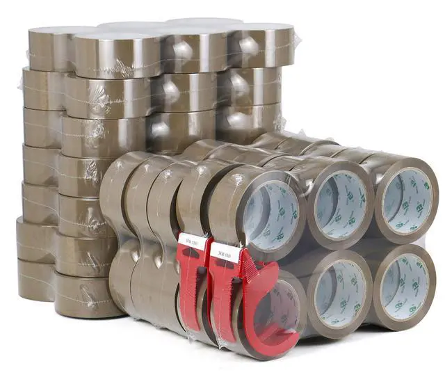 Alt view image 7 of 7 - 72Rolls Brown Packing Tape with Dispenser, Bulk Box Packing Tape Rolls for Packaging, Shipping and Moving, 2.4Mil 1.88 Inch x 60 Yard