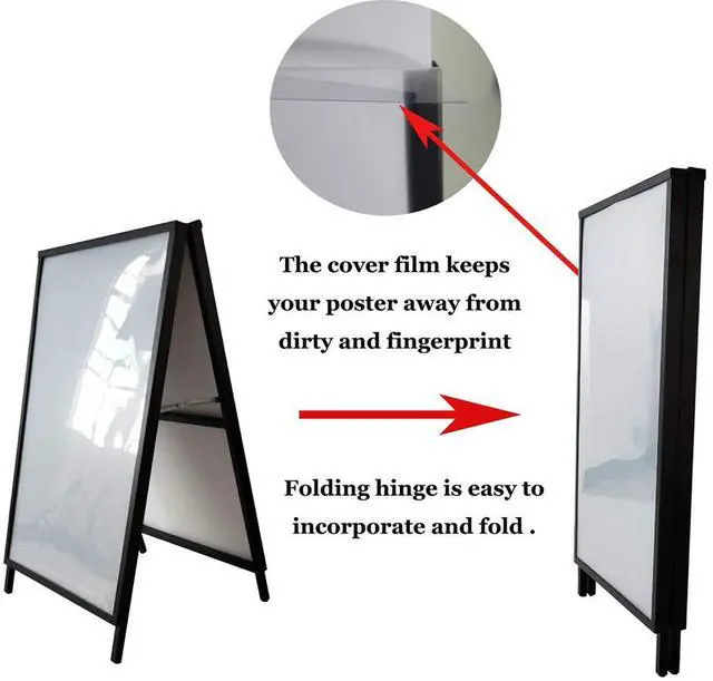 Alt view image 3 of 5 - A Frame Sign Heavy Duty Sidewalk Sign for Poster Board 24x 36 inches Double-Sided Sandwich Sign,Including 2 Anti-Glare Covers & Corrugated Boards for Indoor Outdoor,Black