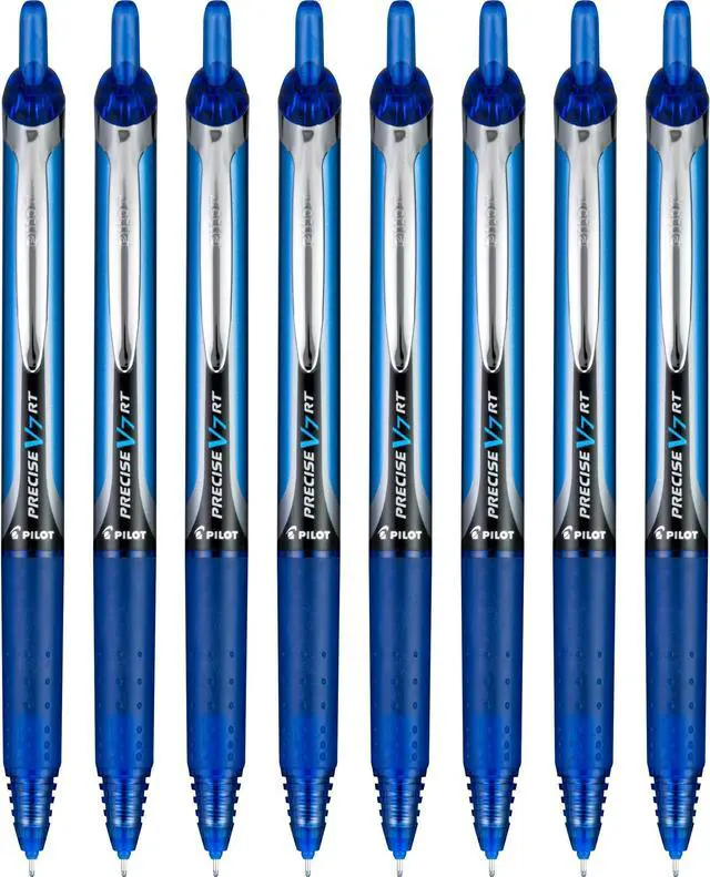 Main image of Precise V7 RT Refillable & Retractable Liquid Ink Rolling Ball Pens, Fine Point (0.7 mm) Blue, 8 count (Pack of 8)