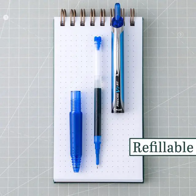Alt view image 3 of 5 - Precise V7 RT Refillable & Retractable Liquid Ink Rolling Ball Pens, Fine Point (0.7 mm) Blue, 8 count (Pack of 8)