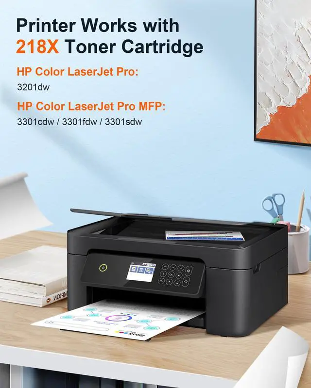 Alt view image 2 of 7 - Compatible HP 218X Toner Cartridges 4 Pack with Chip for HP Color LaserJet pro MFP 3301fdw 3301sdw Compatible for 218X 218 218A Toner for LaserJet pro MFP 3301fdw 3301sdw 3301cdw 3201dw W2180X