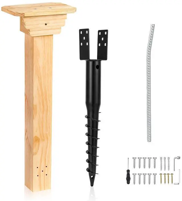 Main image of Little Library Mount Kit No-Dig Ground Anchor, Waterproof 4x4x31.5" Wood Post & Bracket, Easy Setup for Outdoor Use, Supports All Sizes of Little Libraries, Perfect for Community Sharing