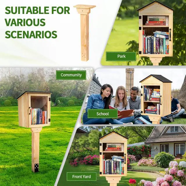 Alt view image 5 of 7 - Little Library Mount Kit No-Dig Ground Anchor, Waterproof 4x4x31.5" Wood Post & Bracket, Easy Setup for Outdoor Use, Supports All Sizes of Little Libraries, Perfect for Community Sharing