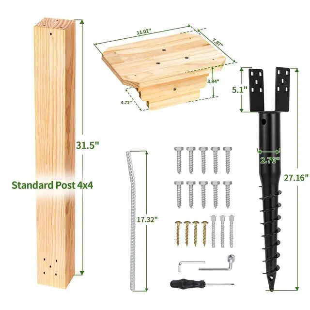 Alt view image 6 of 7 - Little Library Mount Kit No-Dig Ground Anchor, Waterproof 4x4x31.5" Wood Post & Bracket, Easy Setup for Outdoor Use, Supports All Sizes of Little Libraries, Perfect for Community Sharing