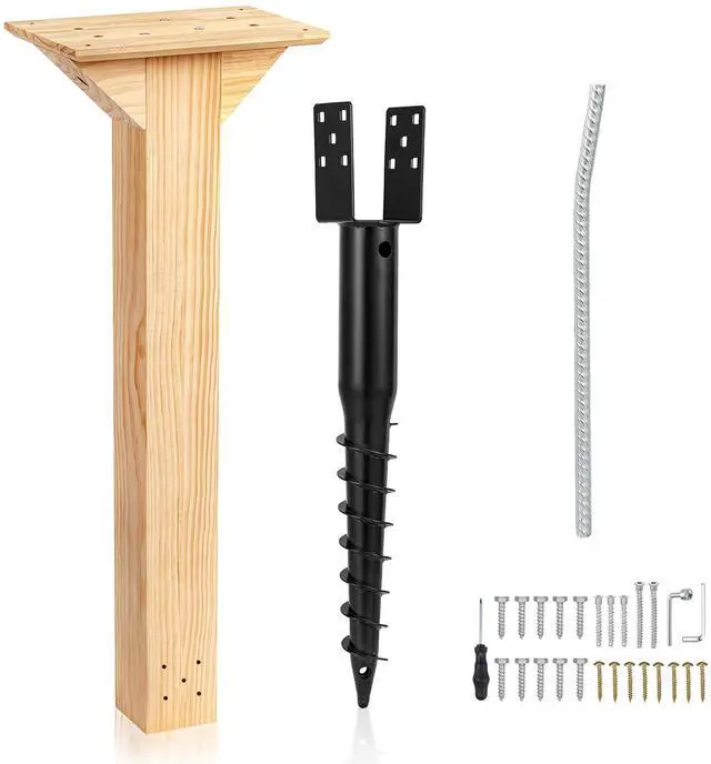 Main image of Little Library Mount Kit Waterproof 4x4x31.5" Wood Post, Post Bracket, No-Dig Ground Anchor, Easy Setup for Outdoor Use, Supports All Sizes of Little Libraries, Perfect for Community Sharing