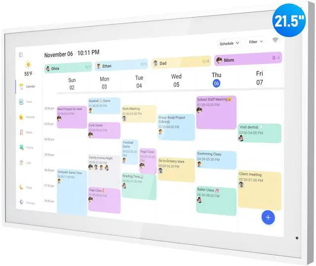 Main image of Digital Calendar, 21.5 Inch Electronic Calendar & Chore Chart, Smart Family Organizer with Interactive Touchscreen Display, Wall Mount or Desk Mount in Portrait or Landscape