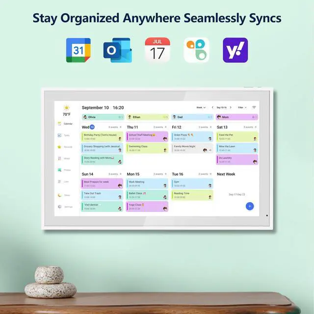 Alt view image 2 of 7 - Digital Calendar, 21.5 Inch Electronic Calendar & Chore Chart, Smart Family Organizer with Interactive Touchscreen Display, Wall Mount or Desk Mount in Portrait or Landscape