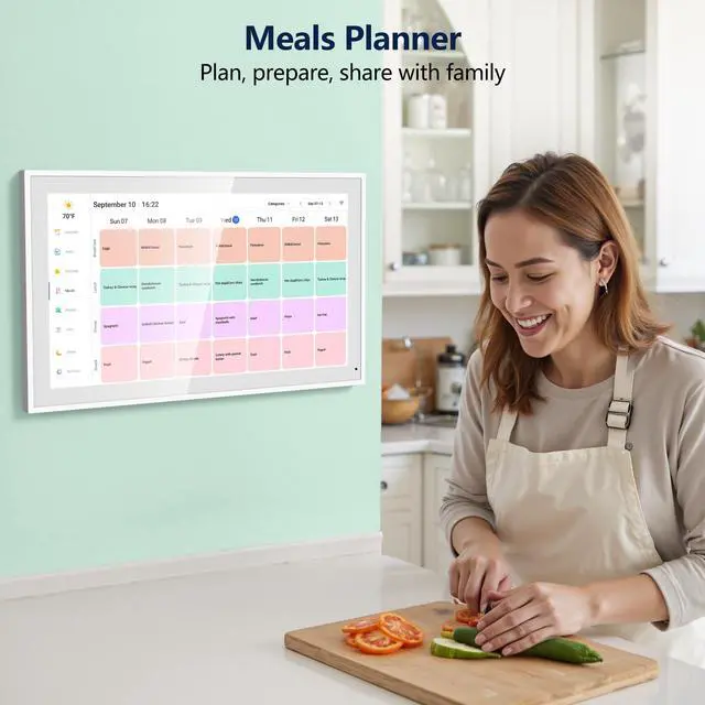 Alt view image 4 of 7 - Digital Calendar, 21.5 Inch Electronic Calendar & Chore Chart, Smart Family Organizer with Interactive Touchscreen Display, Wall Mount or Desk Mount in Portrait or Landscape