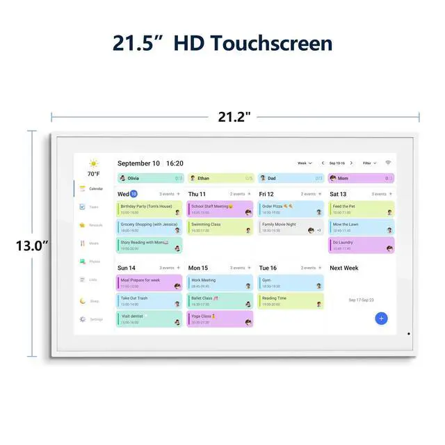 Alt view image 6 of 7 - Digital Calendar, 21.5 Inch Electronic Calendar & Chore Chart, Smart Family Organizer with Interactive Touchscreen Display, Wall Mount or Desk Mount in Portrait or Landscape