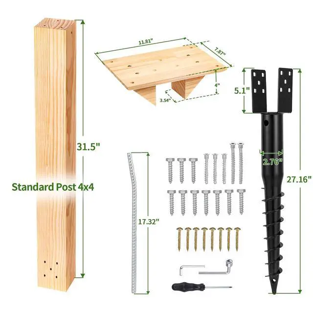 Alt view image 7 of 7 - Little Library Mount Kit Waterproof 4x4x31.5" Wood Post, Post Bracket, No-Dig Ground Anchor, Easy Setup for Outdoor Use, Supports All Sizes of Little Libraries, Perfect for Community Sharing