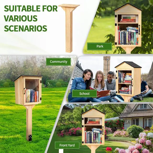 Alt view image 6 of 7 - Little Library Mount Kit Waterproof 4x4x31.5" Wood Post, Post Bracket, No-Dig Ground Anchor, Easy Setup for Outdoor Use, Supports All Sizes of Little Libraries, Perfect for Community Sharing