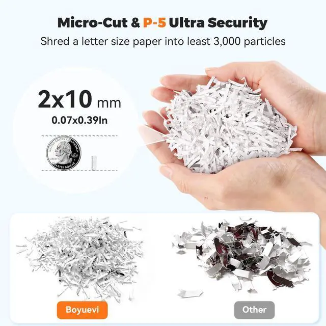 Alt view image 3 of 7 - 200-Sheet Auto Feed Paper Shredder, Touchscreen Heavy Duty Shredders, 40 Min Non-Stop, P-5 Ultra Security Commercial Shredder for Home Office, Micro Cut with Wheels, 5.8 Gal Bin, <60 dB