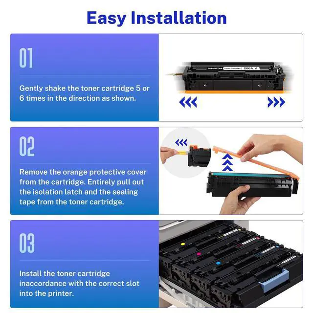Alt view image 2 of 6 - 206A Toner Cartridges Compatible Replacement for HP Color Pro MFP M283fdw M283cdw M283fdn M282nw Pro M255dw Printer | W2110A W2111A W2112A W2113A 4-Pack