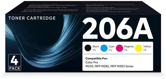 Main image of 206A Toner Cartridges Compatible Replacement for HP Color Pro MFP M283fdw M283cdw M283fdn M282nw Pro M255dw Printer | W2110A W2111A W2112A W2113A 4-Pack