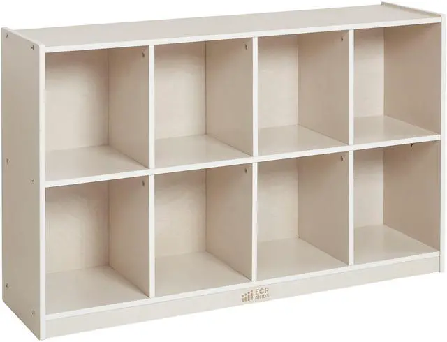 Main image of 8-Compartment Mobile Backpack Storage Cabinet, Classroom Furniture, White Wash