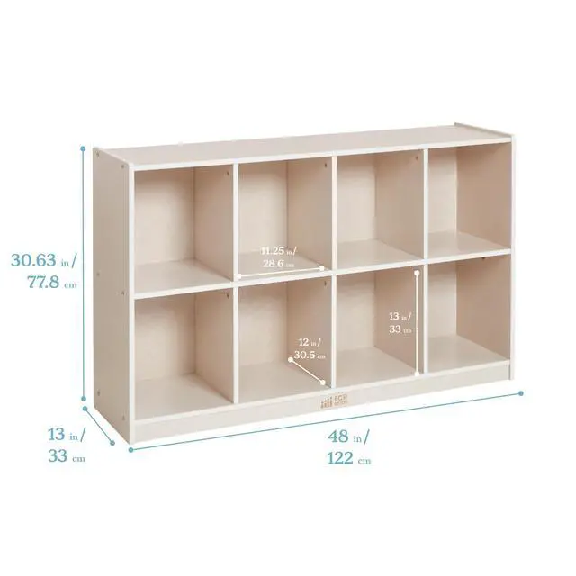 Alt view image 3 of 7 - 8-Compartment Mobile Backpack Storage Cabinet, Classroom Furniture, White Wash