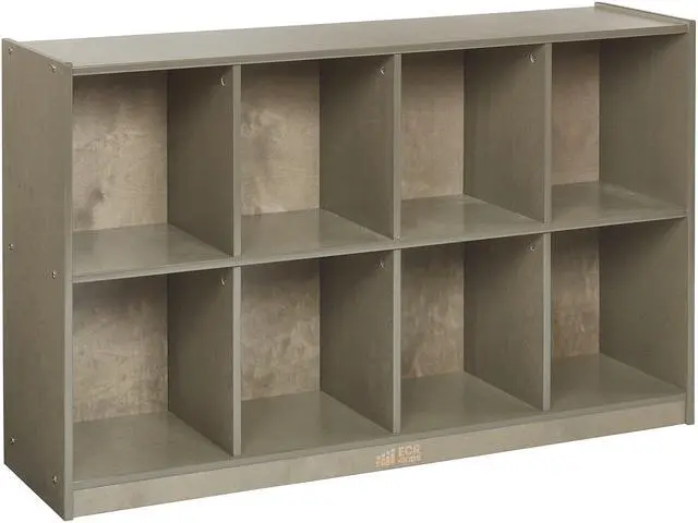 Main image of 8-Compartment Mobile Backpack Storage Cabinet, Classroom Furniture, Grey Wash