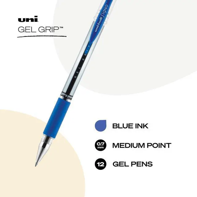 Alt view image 2 of 7 - uniball Signo Grip Gel Pen, Stick, Medium 0.7 Mm, Blue Ink, Silver/blue Barrel (Pack of 144)