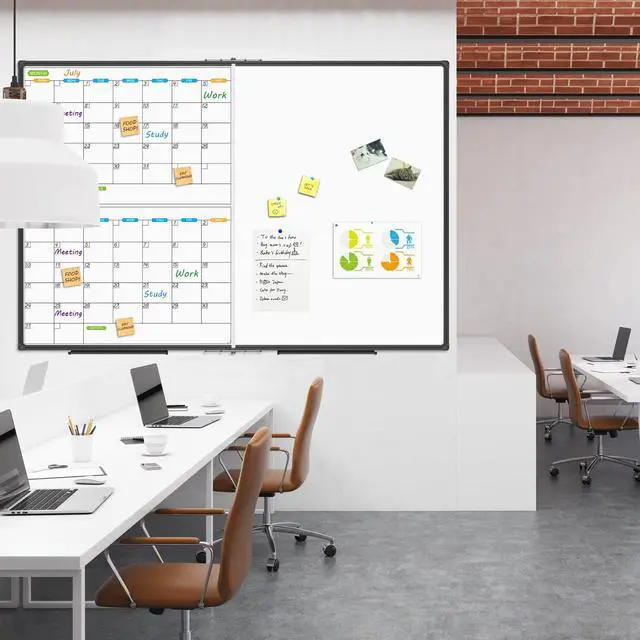 Alt view image 5 of 6 - Magnetic Foldable Dry Erase Calendar Whiteboard Combo, 2 Month Calendar Board & White Board 60 X 40 Inch, Black Aluminum Frame Wall Mounted Board for Office Home and School