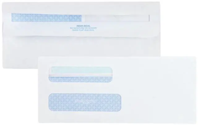 Alt view image 2 of 7 - #8 5/8 Security Envelopes,Double Window,Self Seal Envelopes for Invoices/Statements,3-5/8" x 8-5/8",24 lb White,500/Box (QUA24539),(Pack of 5)