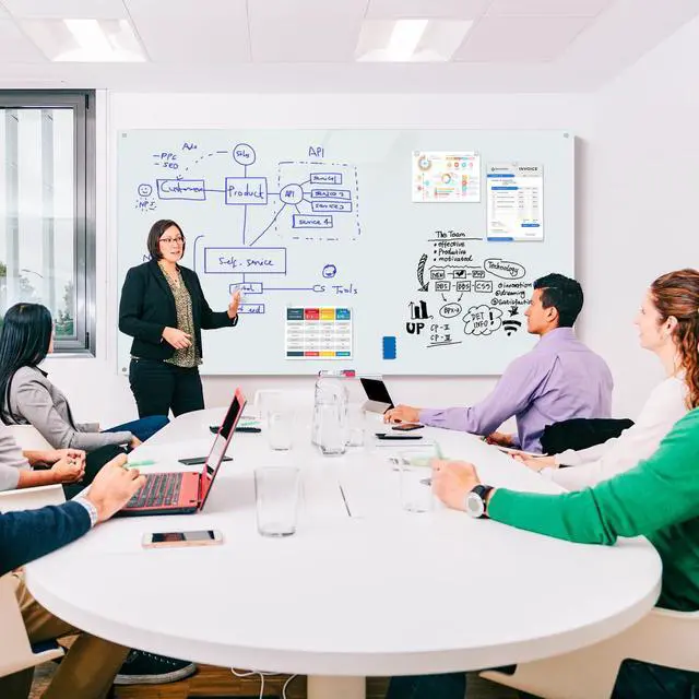 Alt view image 3 of 7 - Magnetic Glass Whiteboard 6'x4', 72"x48" Glass Dry Erase Board for Wall Mounted, Large Commercial Board Frameless for Office, Classroom & Home