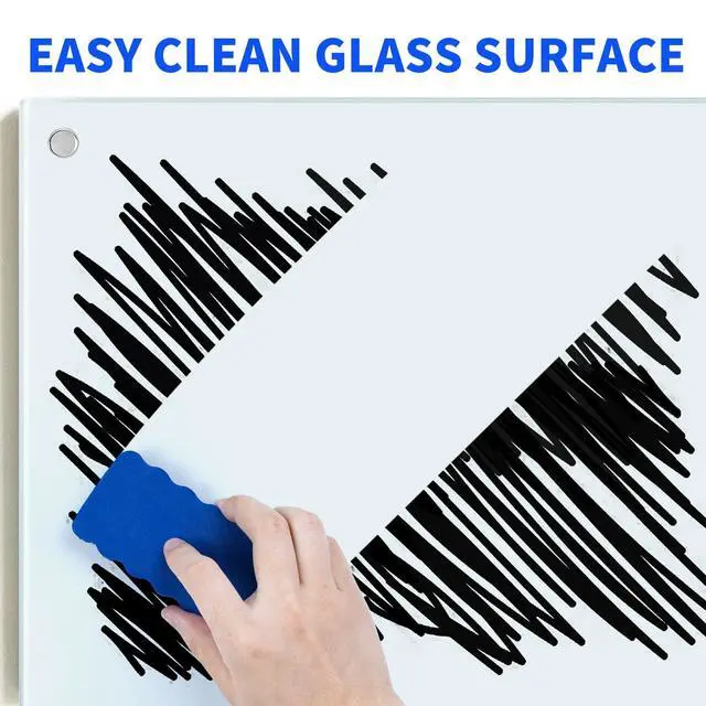 Alt view image 4 of 7 - Magnetic Glass Whiteboard 6'x4', 72"x48" Glass Dry Erase Board for Wall Mounted, Large Commercial Board Frameless for Office, Classroom & Home