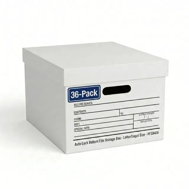 Main image of File Boxes with Lids and Handles (36-Pack) - File Storage Boxes for Office Supplies, Book Storage, Moving, and Packaging, Fits Letter and Legal Paper, Removable Lid