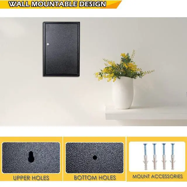 Alt view image 4 of 6 - Key Box Wall Mount 200 Position Metal Locking Key Cabinet Organizer with Key Tags Key Safe Security Storage Lockbox Holder for Valets, Hotels, Car and House Keys, Key Keeper Box - Black