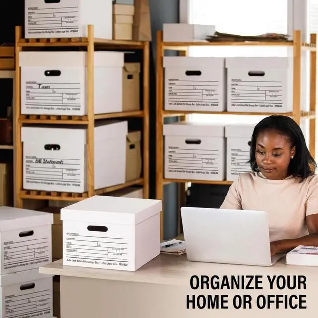 Alt view image 7 of 7 - File Boxes with Lids and Handles (36-Pack) - File Storage Boxes for Office Supplies, Book Storage, Moving, and Packaging, Fits Letter and Legal Paper, Removable Lid