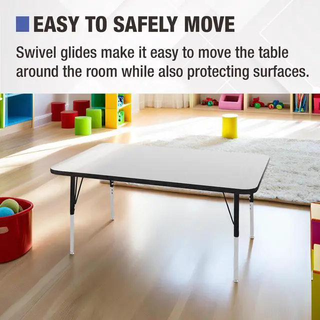 Alt view image 5 of 7 - Commercial Furniture 36-Inch Adjustable Height Classroom Activity Table for Kids & Adults, Rectangular Activity Table for School and Home, Blue